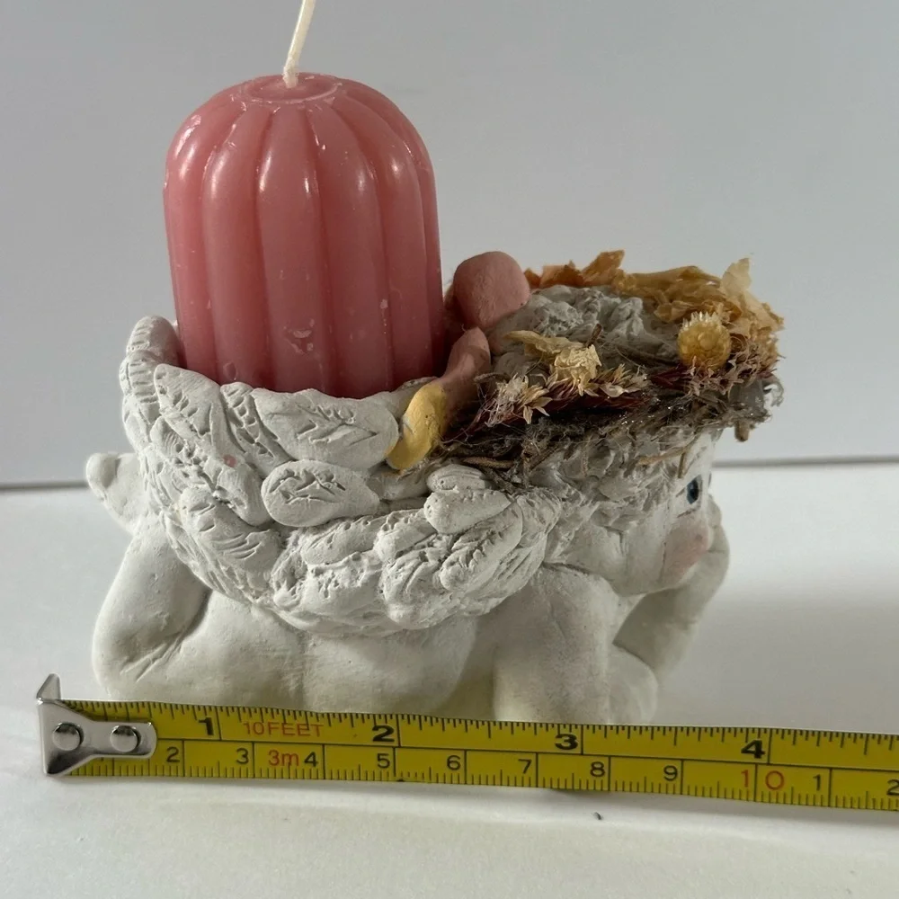Dreamsicle Collectible Cherub Candle Holder with Candle